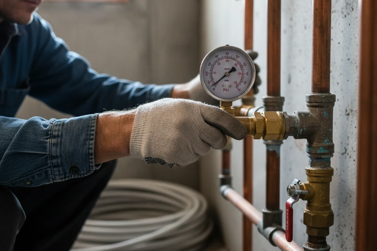 Pressure testing a repaired line during Water Line Repair in Campton